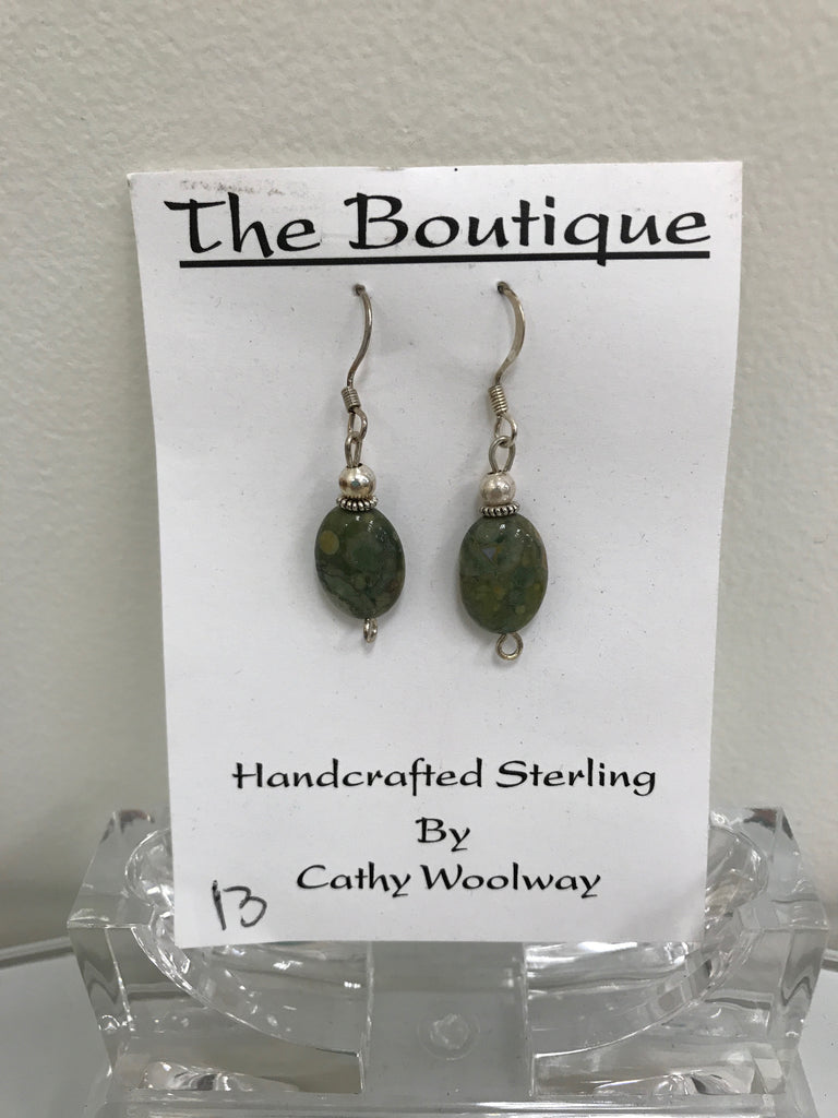 Handmade - Earring Rhyolite Oval Gemstone - Accessories Boutique