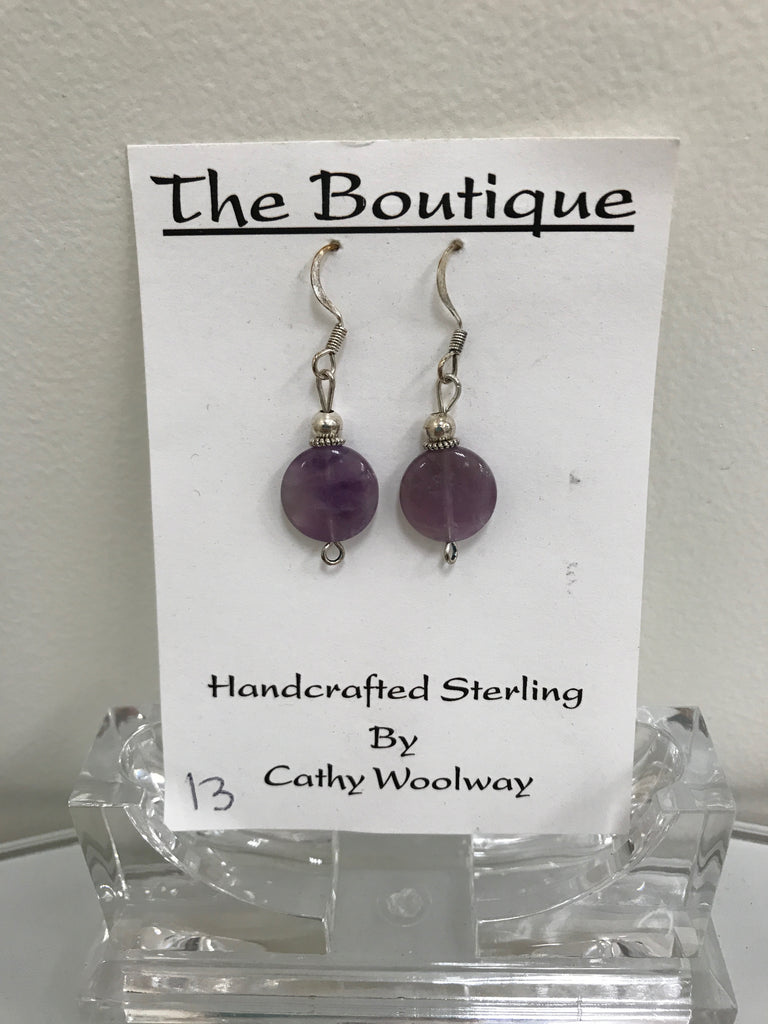 Handmade - Earring Amethyst Gemstone Silver - Accessories Boutique