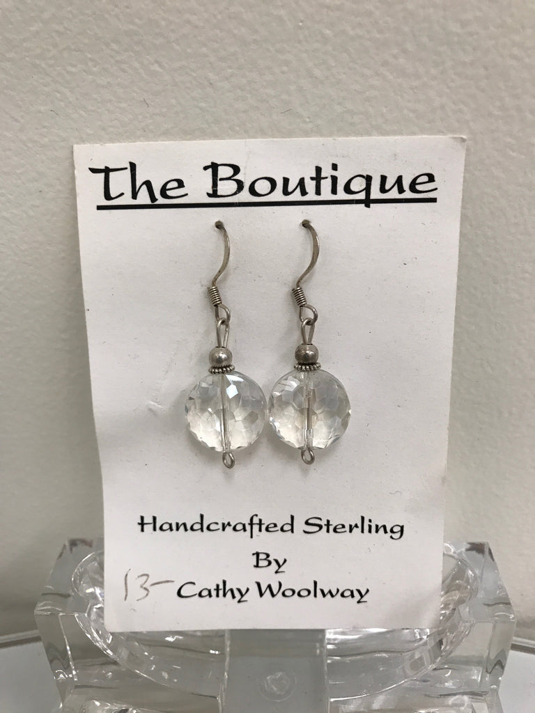 Handmade - Earring Clear Crystal Iridescent Round - Accessories Boutique