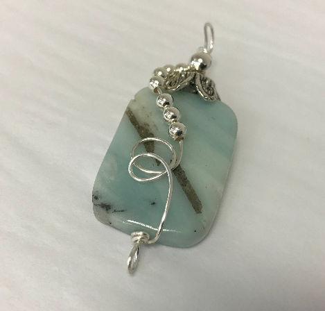 Wire Wrapped Amazonite Necklace Pendant Necklace Wire Wrap