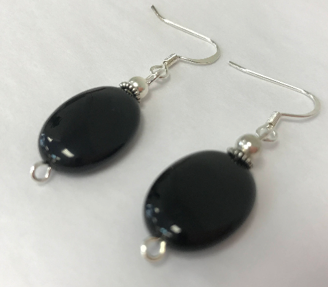 Handmade - Earring Onyx Oval Silver - Accessories Boutique