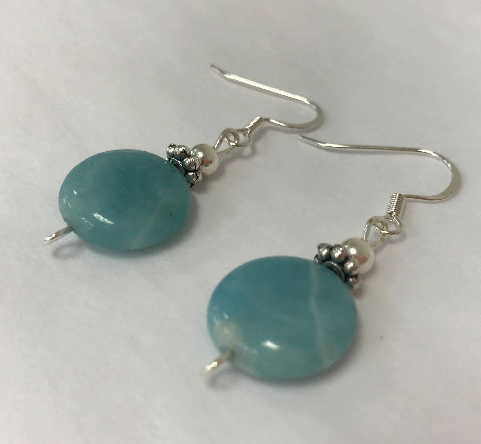 Handmade - Earring Amazonite Gemstone Silver - Accessories Boutique