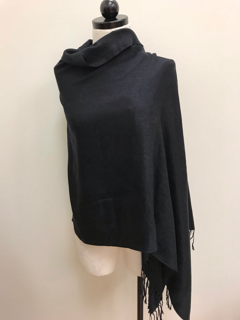 Pashmina Scarf Black Paisley Pattern Shawl