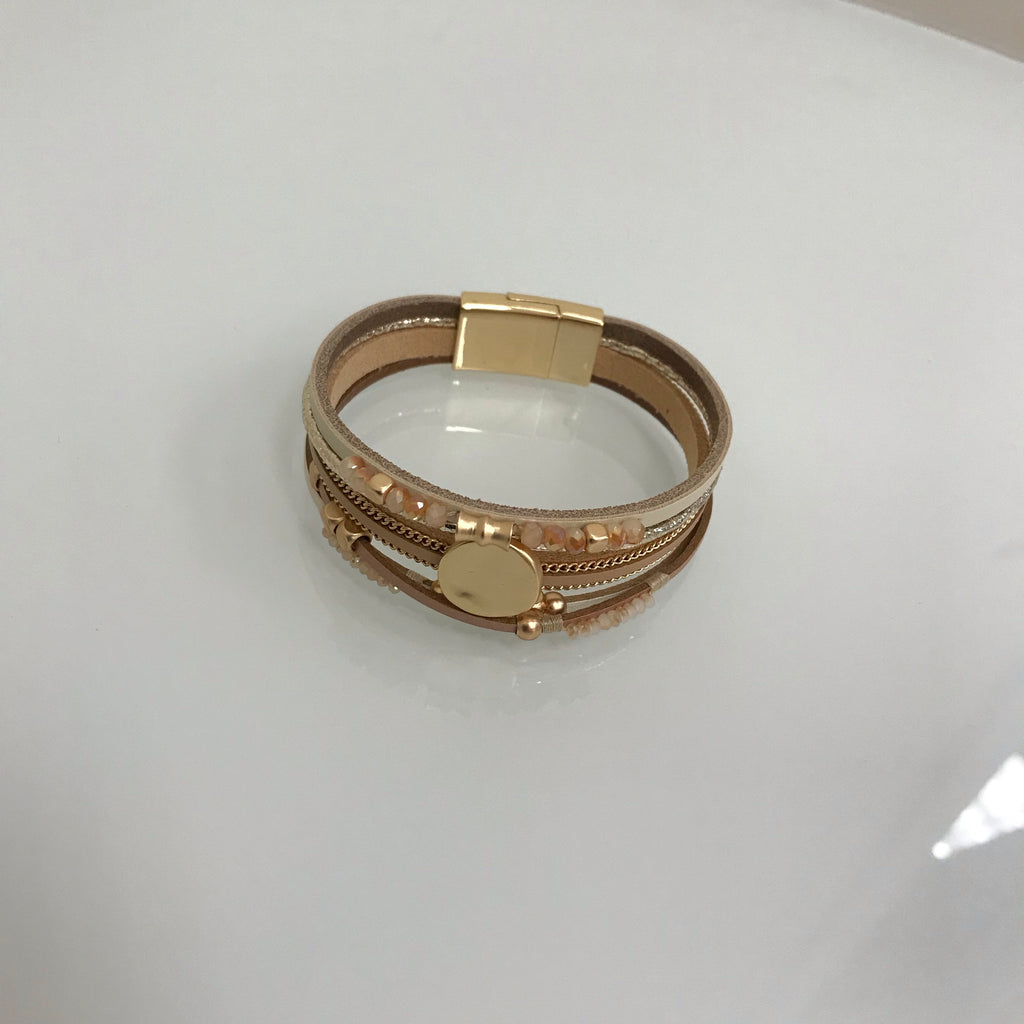 Bracelet Tan Magnetic Clasp With Gold Detail Accessories Boutique