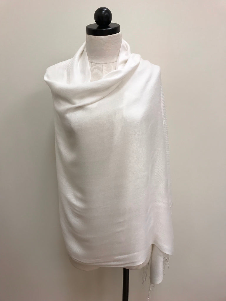 Pashmina Scarf - Cream Solid Texture Scarf Shawl