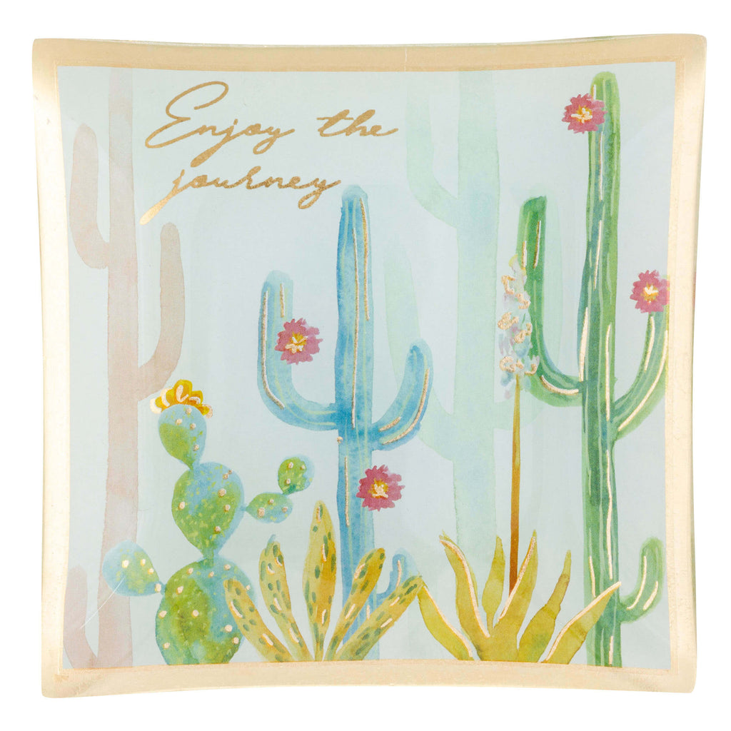 Karma Gifts Cactus Pattern “Enjoy the Journey” Glass Tray KA-3017-32A