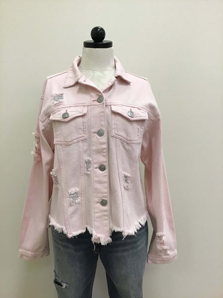 Blush pink deals jean jacket