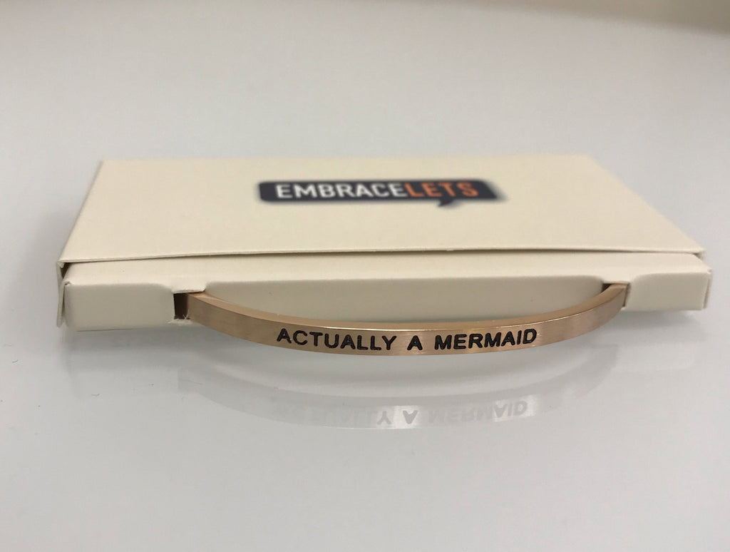 Embracelets - "Actually A Mermaid" Rose Gold, Stainless Steel, Stackable, Layered Bracelet - Accessories Boutique