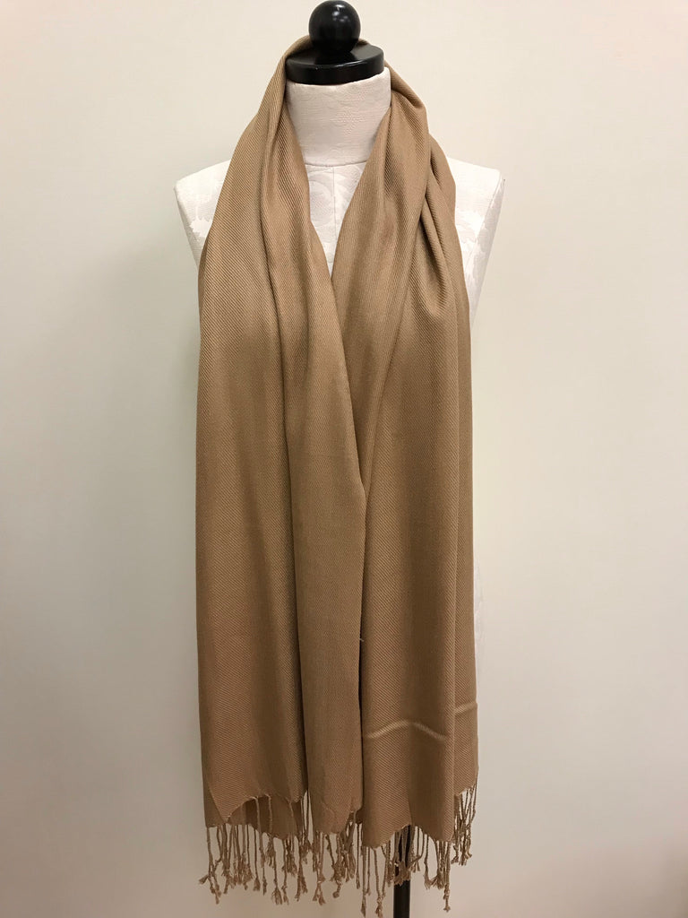Pashmina Scarf - Gold Solid Pattern Scarf