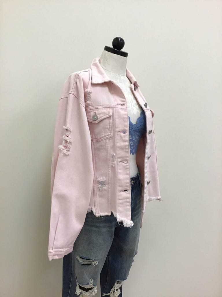 POL Pink Denim Long Sleeve Jacket