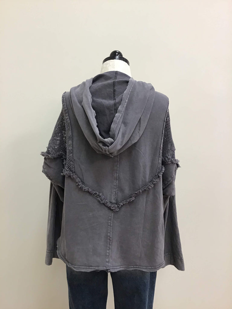 Easel Top Gray Long Sleeve Hoodie