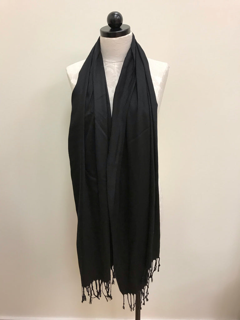 Pashmina Scarf - Black Solid Scarf Shawl