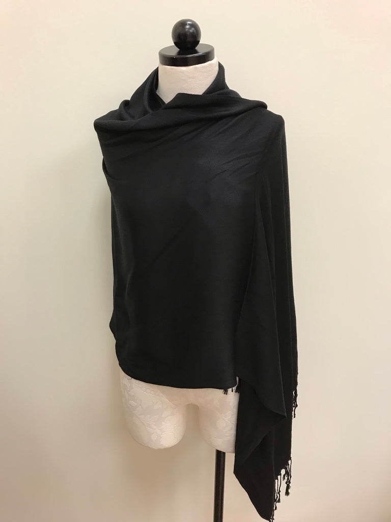 Pashmina Scarf - Black Solid Scarf Shawl