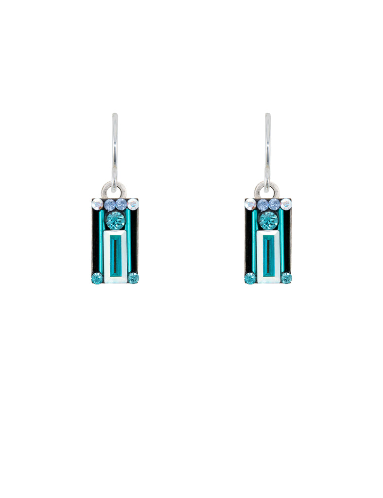 Firefly Architectural Small Rectangle Earrings Ice Blue 7875-ICE