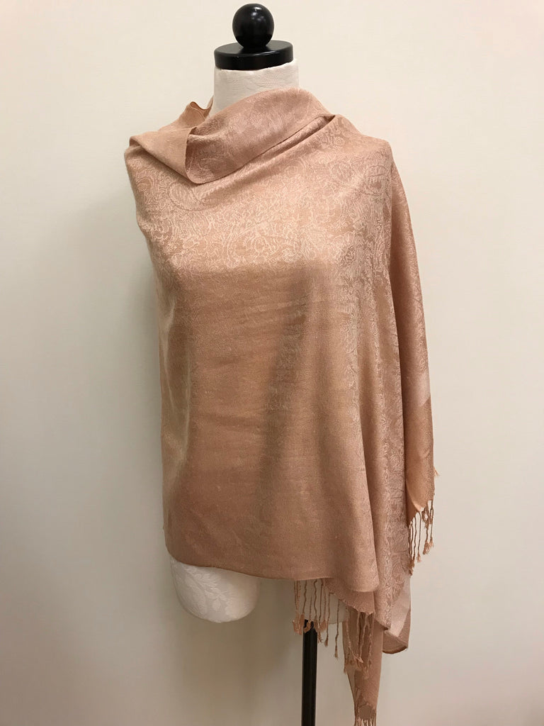 Pashmina Scarf - Gold Paisley Pattern Scarf Shawl