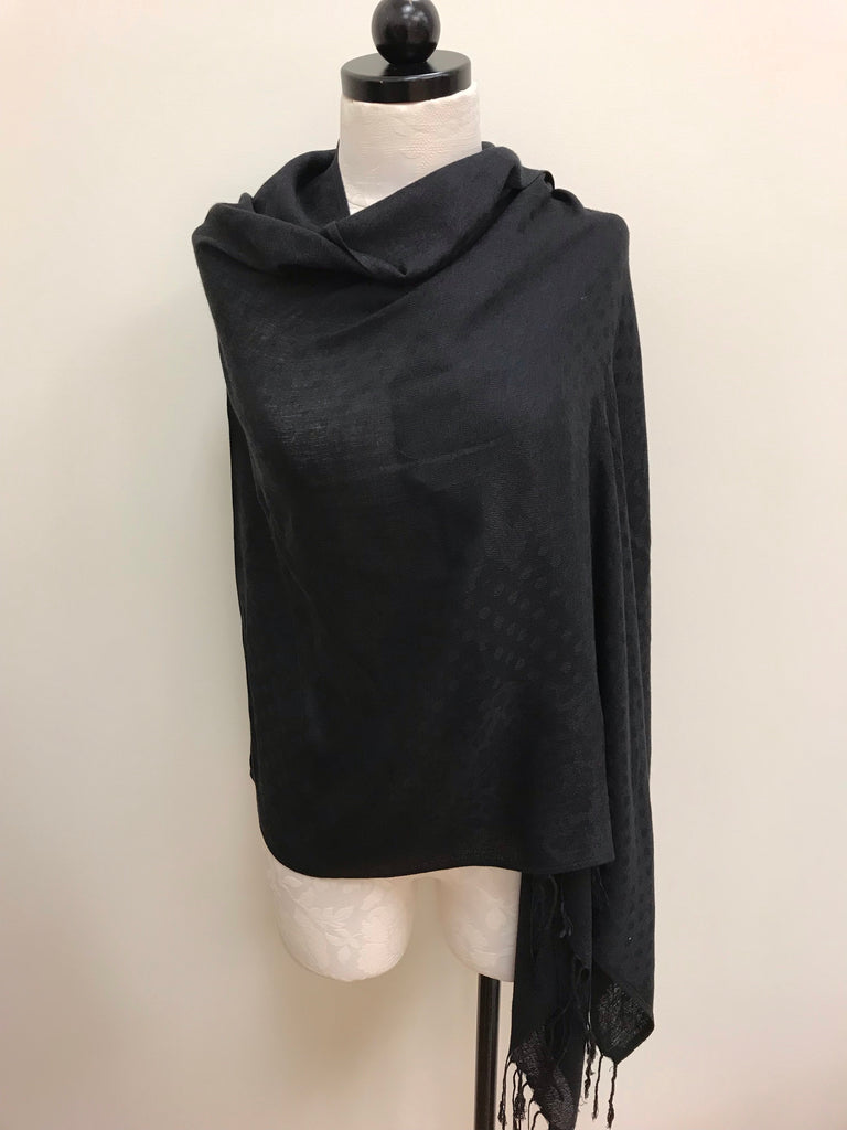 Pashmina Scarf - Black Dot Patterned Scarf Shawl