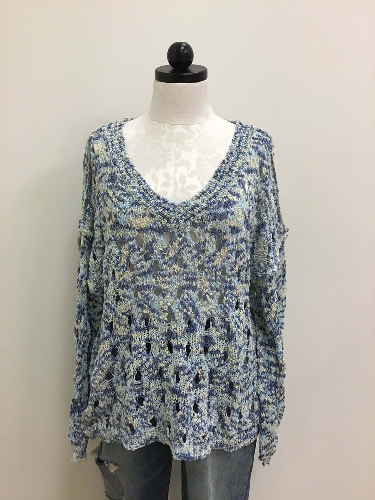 POL Blue Cream Sweater Long Sleeve