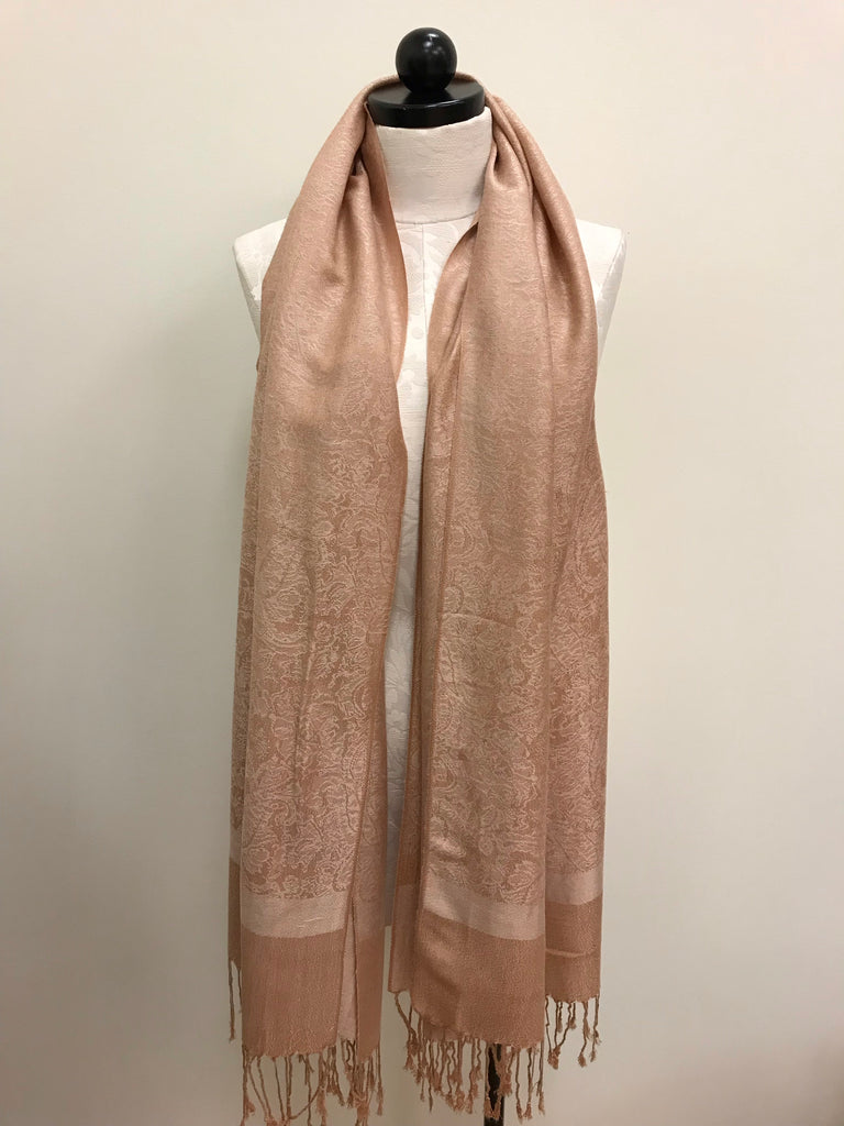 Pashmina Scarf - Gold Paisley Pattern Scarf Shawl