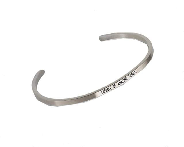 Embracelets - "Capable of Amazing Things” Silver Stainless Steel, Stackable, Layered Bracelet - Accessories Boutique