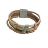 Leather Bracelet Silver Gold Rose Gold Magnetic Bracelet BL1140GD