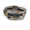 Leather Bracelet Black Silver Metallic Magnetic Clasp BL1140SL