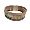 Leather Bracelet Rose Gold Bronze Magnetic Clasp BL1222HMRG