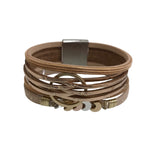 Leather Bracelet Silver Bronze Gold Design Magnetic Clasp BL1339GD