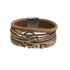 Leather Bracelet Silver Bronze Gold Design Magnetic Clasp BL1339GD