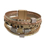 Leather Bracelet Tan Leopard Gold Magnetic Clasp BL1468LP