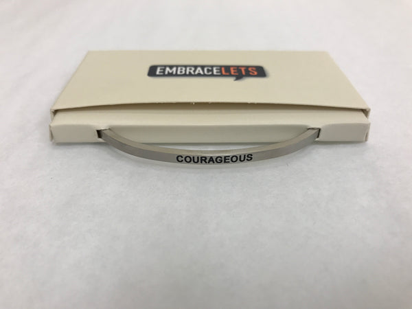 Embracelets - "Courageous" Silver Stainless Steel, Stackable, Layered Bracelet - Accessories Boutique 