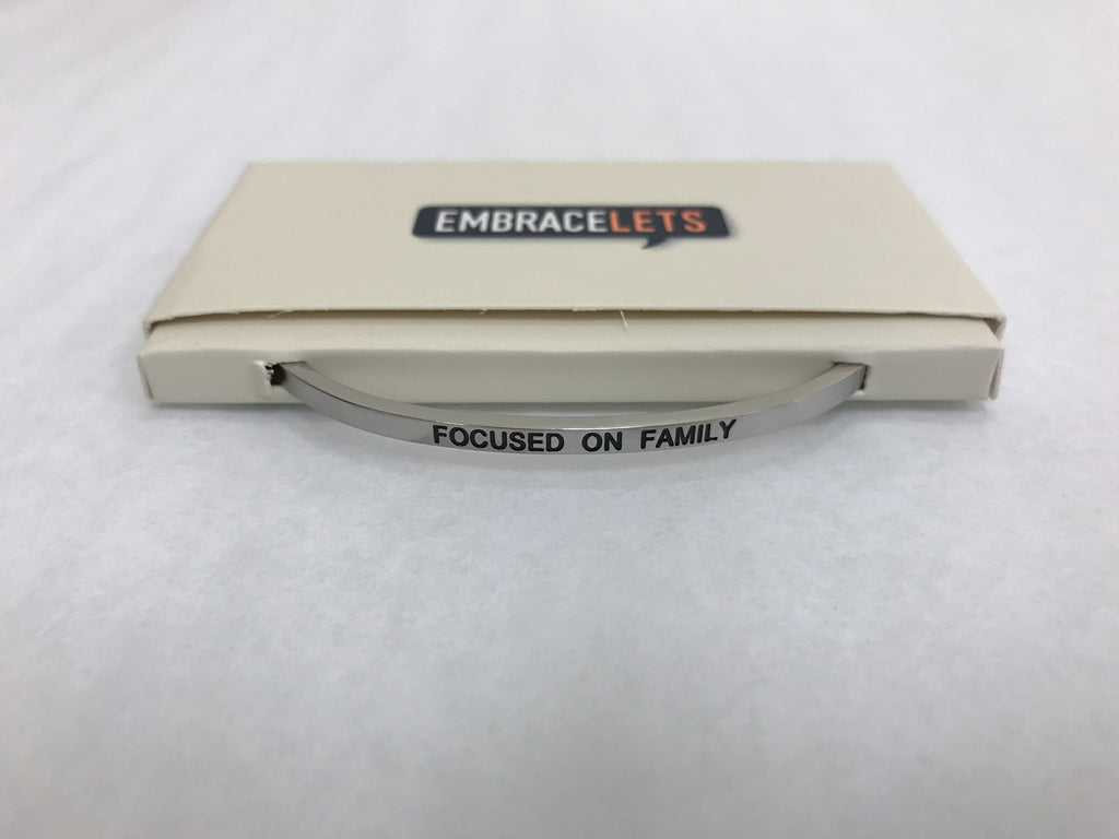 Embracelets - "Focused On Family" Silver Stainless Steel, Stackable, Layered Bracelet - Accessories Boutique 