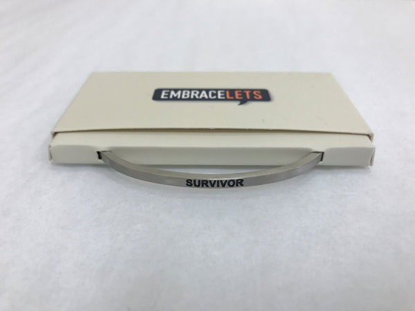 Embracelets - "Survivor" Silver Stainless Steel, Stackable, Layered Bracelet - Accessories Boutique 