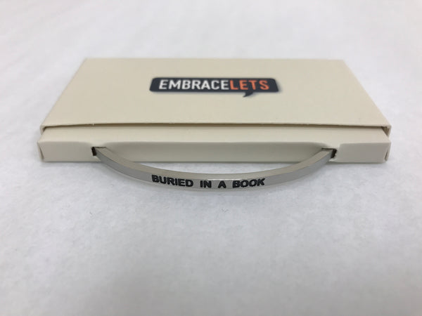 Embracelets - "Buried In A Book" Silver Stainless Steel, Stackable, Layered Bracelet - Accessories Boutique 