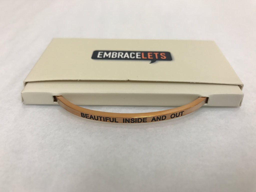 Embracelets - "Beautiful Inside And Out" Rose Gold Stainless Steel, Stackable, Layered Bracelet - Accessories Boutique 