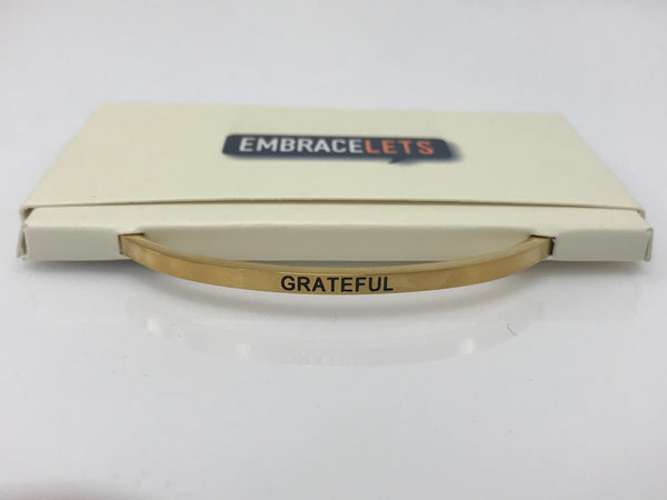 Embracelets - "Grateful" Gold Stainless Steel, Stackable, Layered Bracelet - Accessories Boutique 
