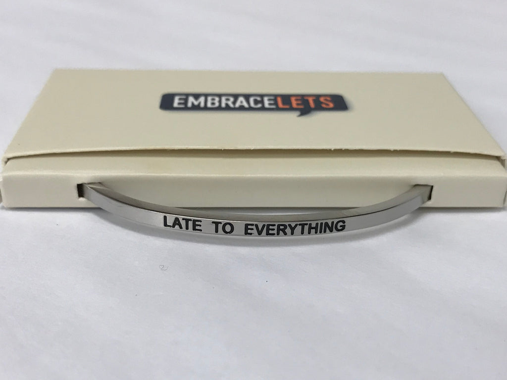 Embracelets - "Late To Everything" Silver Stainless Steel, Stackable, Layered Bracelet - Accessories Boutique 