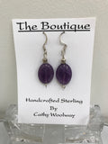 Handmade - Earring Amethyst Gemstone Oval Silver - Accessories Boutique 