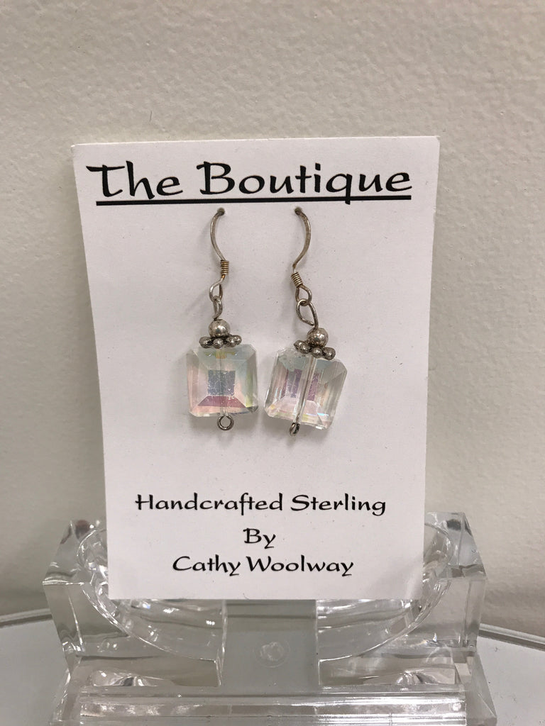 Handmade - Earring Crystal Iridescent Square - Accessories Boutique 