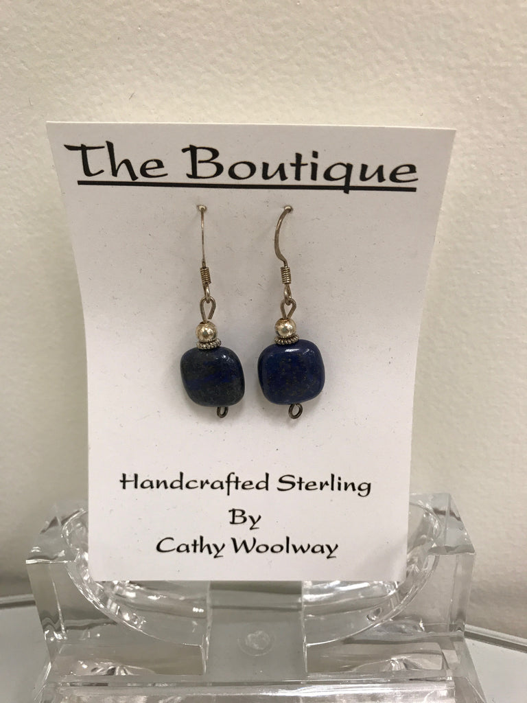 Handmade - Earring Lapis Square Stone Silver - Accessories Boutique 