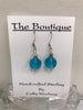 Handmade - Earring Crystal Turquoise Blue Faceted Round Silver - Accessories Boutique 