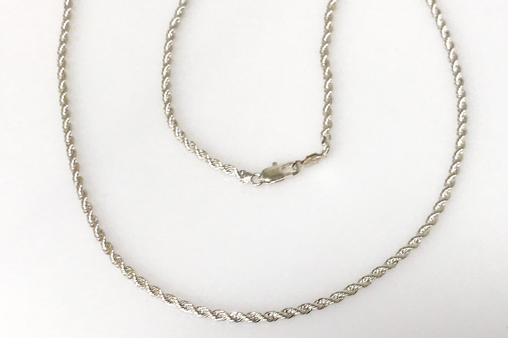 Silver Braided Rope Chain Size 16,18,20,24,30