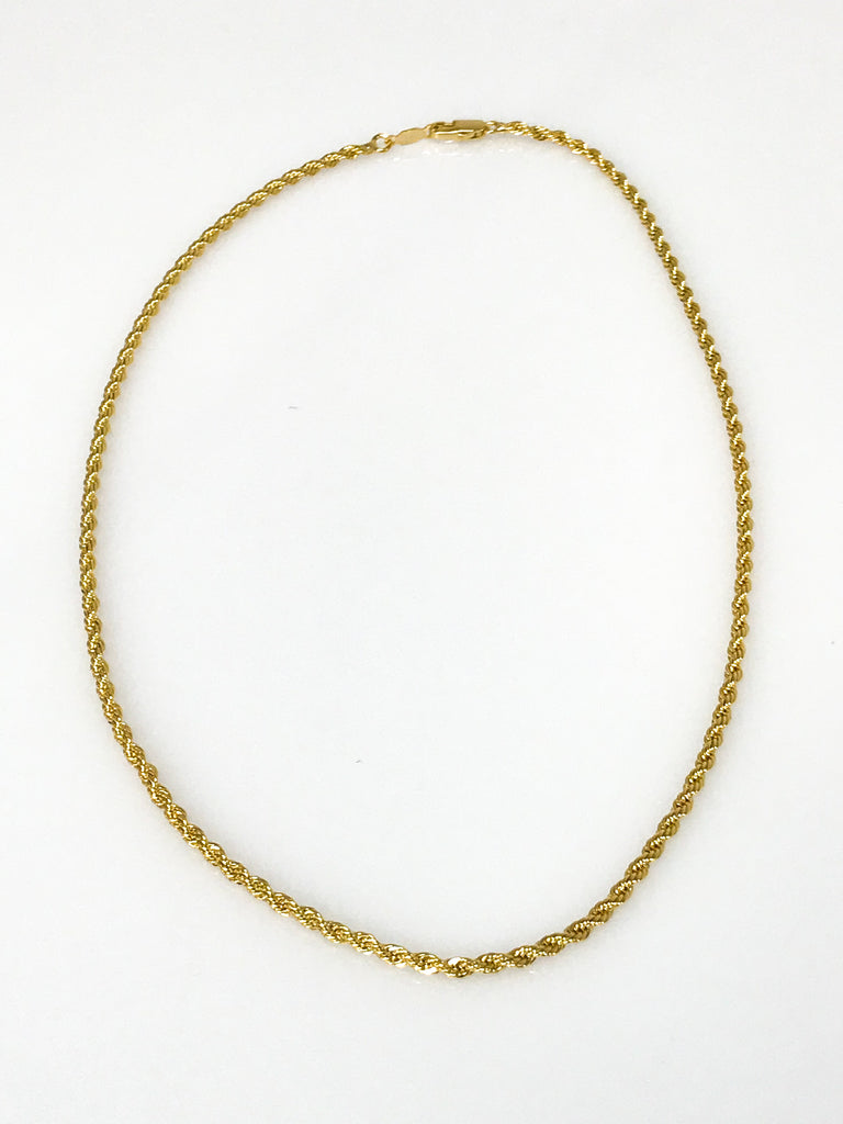 Gold Braided Rope Chain Size 16,18,20,24,30 - Accessories Boutique 