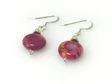Handmade - Earring Crazy Lace Fuchsia Agate Round Gemstone Silver - Accessories Boutique 