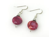 Handmade - Earring Crazy Lace Fuchsia Agate Round Gemstone Silver - Accessories Boutique 
