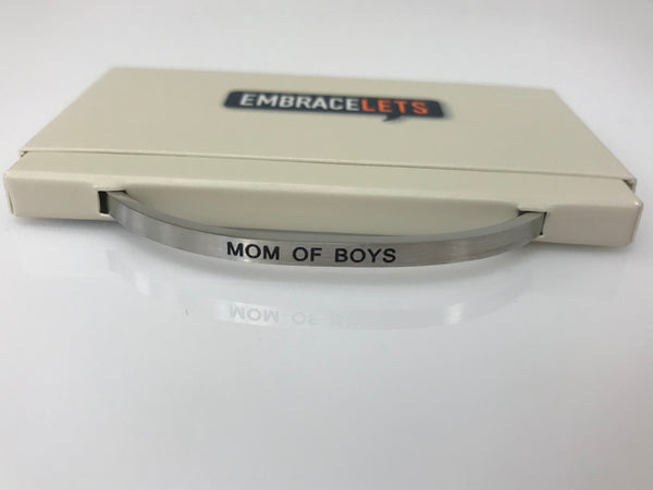Embracelets - "Mom Of Boys" Silver Stainless Steel, Stackable, Layered Bracelet - Accessories Boutique 