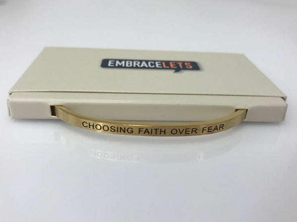 Embracelets - "Choosing Faith Over Fear" Gold Stainless Steel, Stackable, Layered Bracelet - Accessories Boutique 