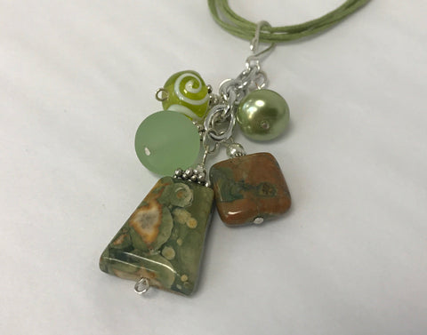 Cluster - Handcrafted Lime Green Sea Glass Necklace