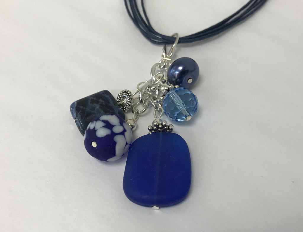 Cluster - Handmade Dark Blue Lapis & Sea Glass Necklace - Accessories Boutique 