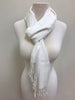Pashmina Scarf - White Solid Paisley Scarf Pashmina