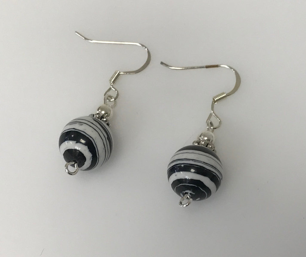 Handmade - Earring Cassilica Black & White Silver - Accessories Boutique 
